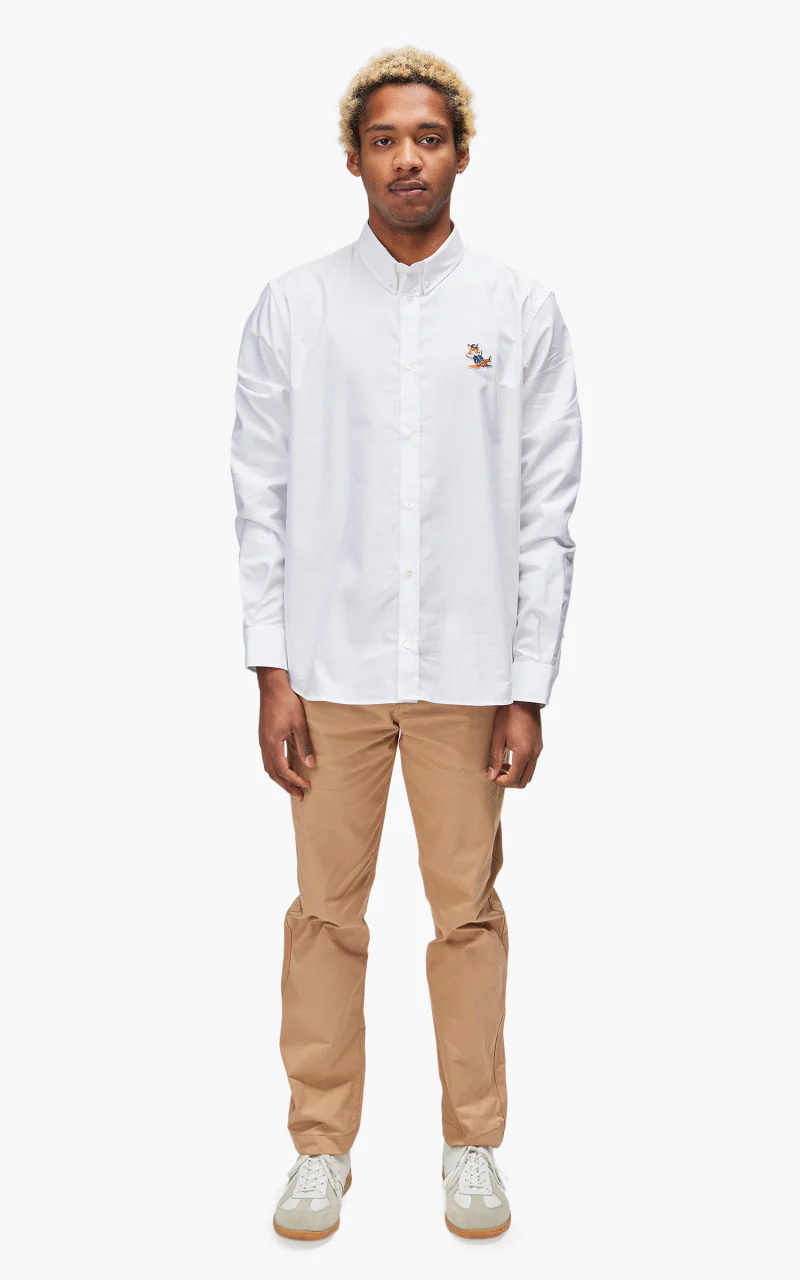 Maison Kitsuné Dressed Fox Patch Relaxed Shirt White - Image 2