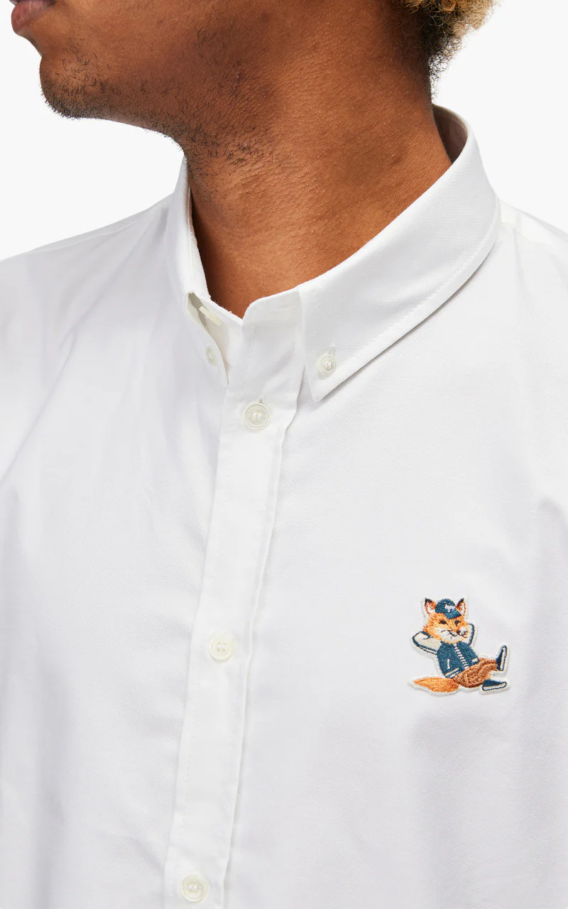Maison Kitsuné Dressed Fox Patch Relaxed Shirt White - Image 3