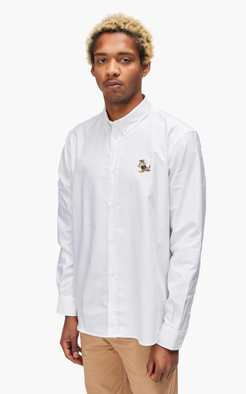 Maison Kitsuné Dressed Fox Patch Relaxed Shirt White - Image 5