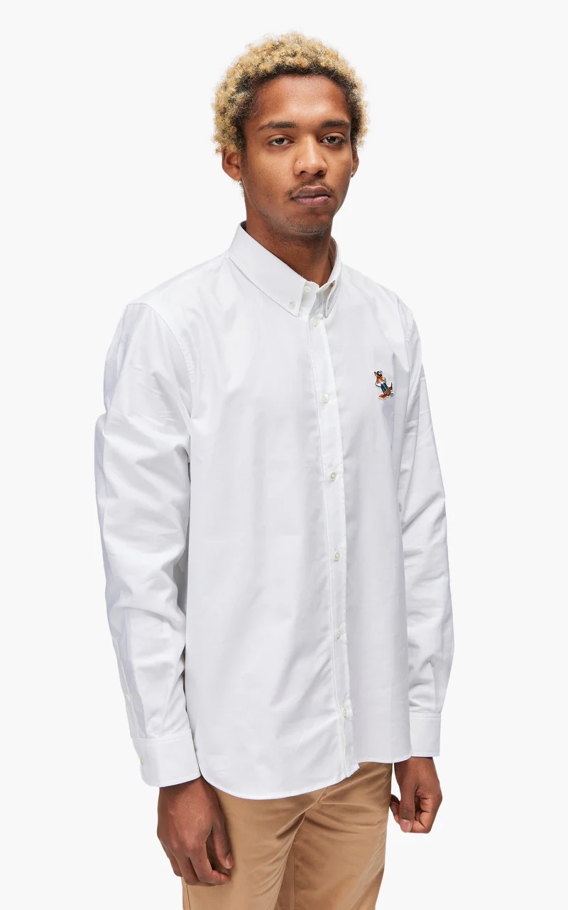 Maison Kitsuné Dressed Fox Patch Relaxed Shirt White - Image 6