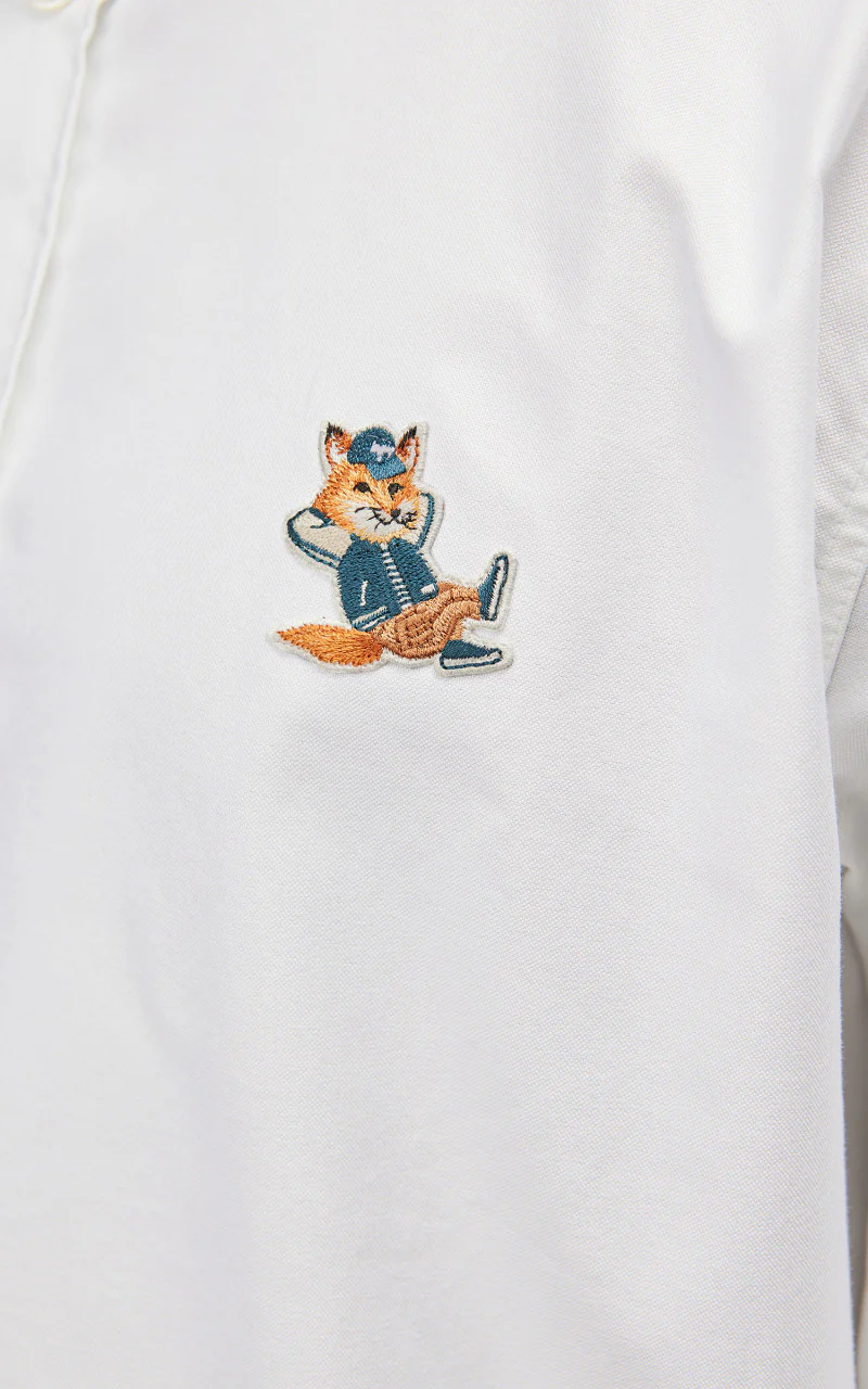 Maison Kitsuné Dressed Fox Patch Relaxed Shirt White - Image 9