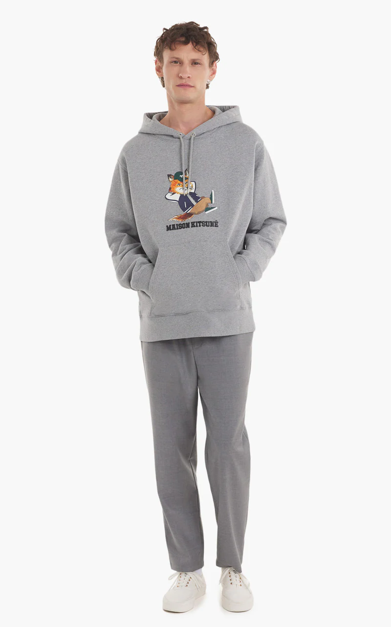 Maison Kitsuné Dressed Fox Relaxed Hoodie Grey Melange - Image 2