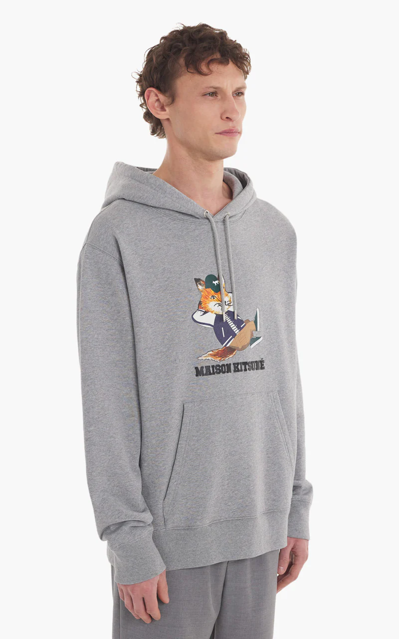 Maison Kitsuné Dressed Fox Relaxed Hoodie Grey Melange - Image 3