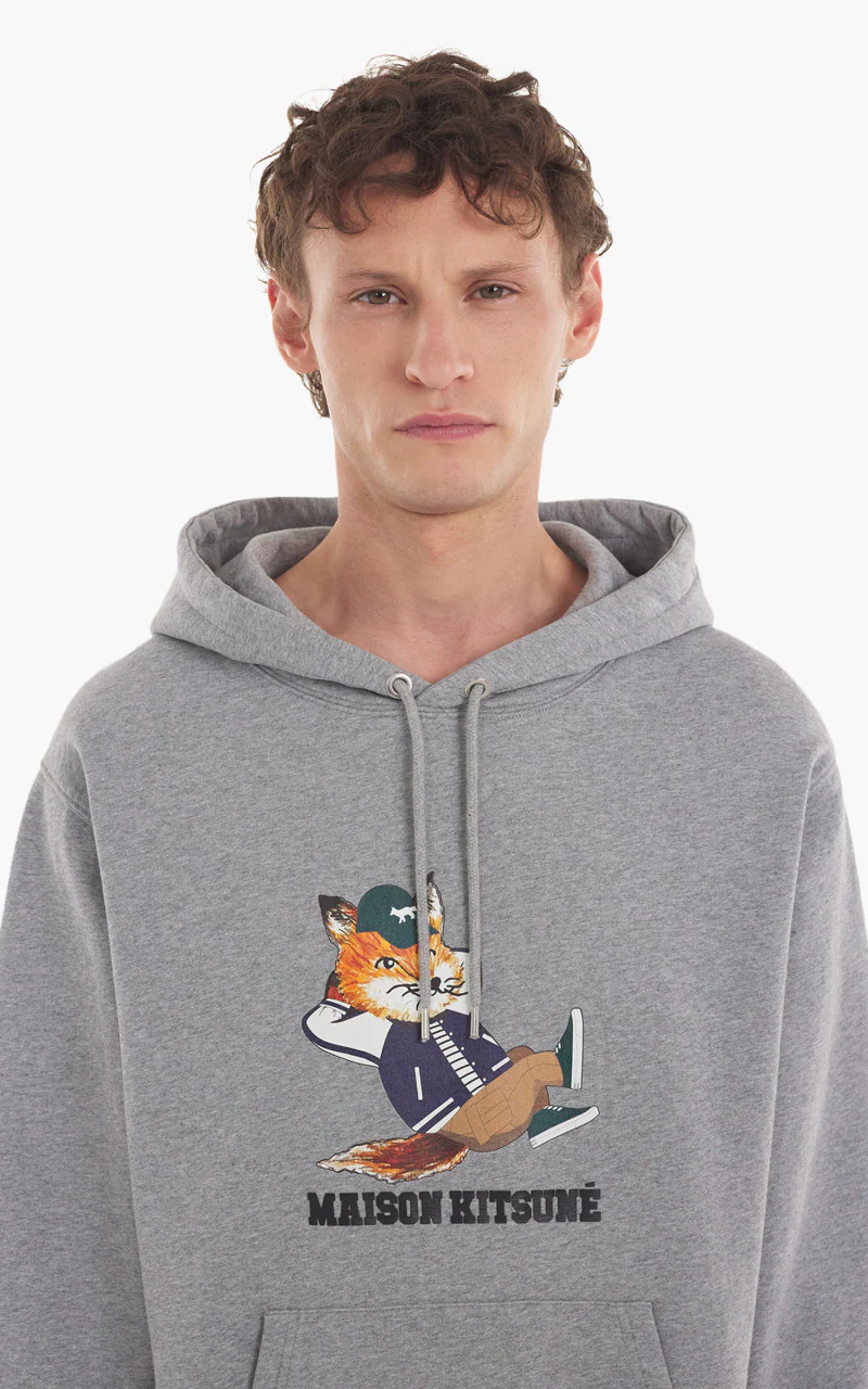 Maison Kitsuné Dressed Fox Relaxed Hoodie Grey Melange - Image 4