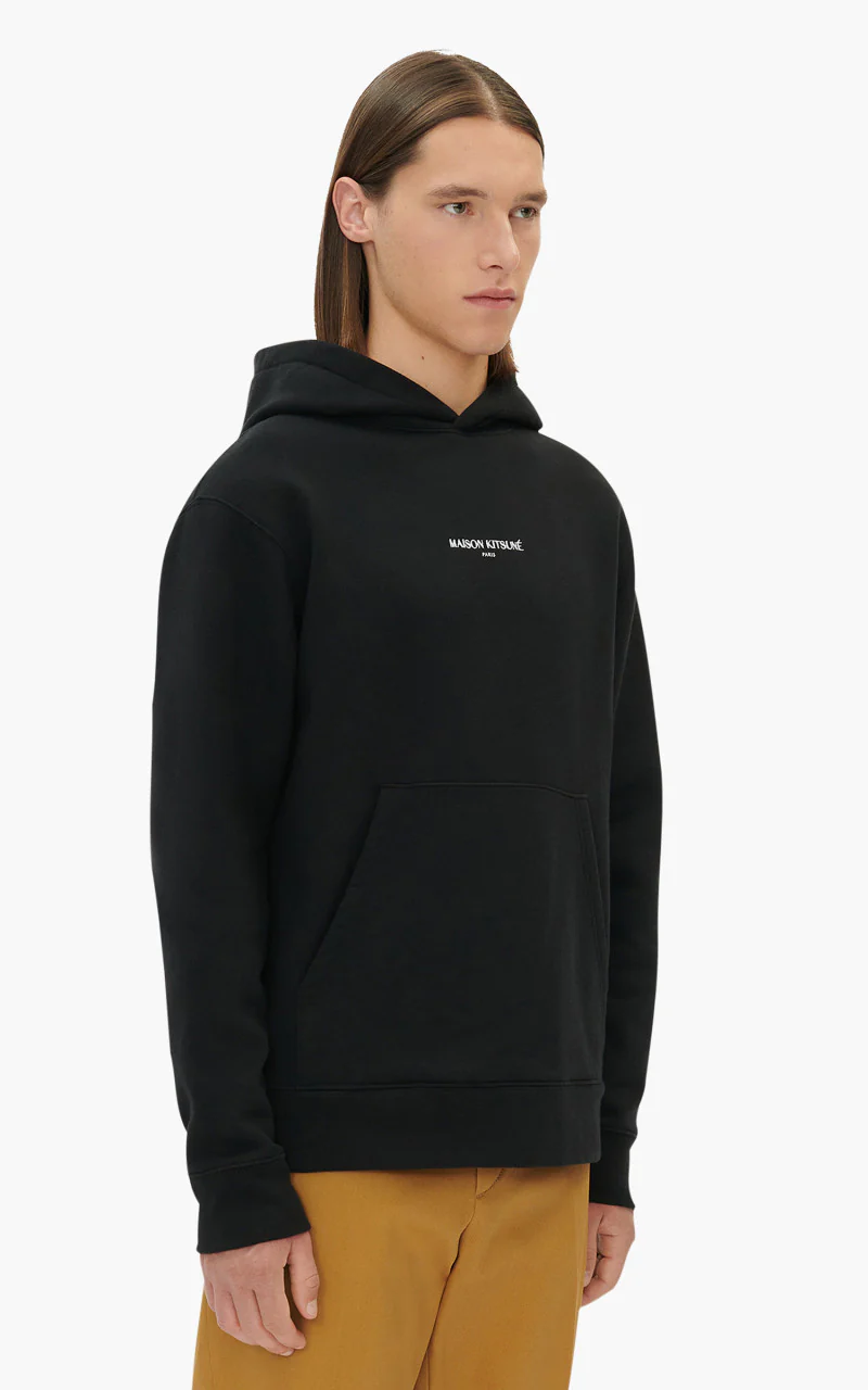 Maison Kitsuné Embroidery Cordless Hoodie Black - Image 4