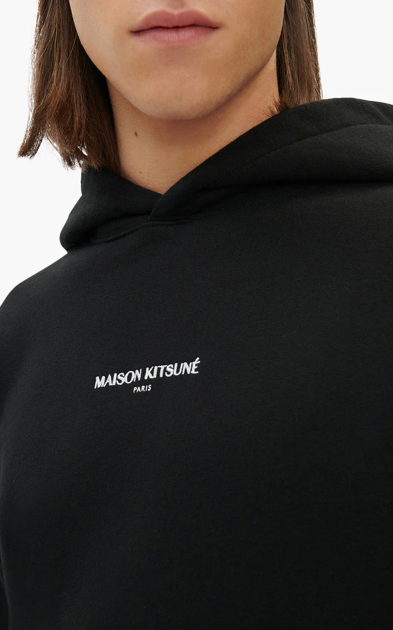 Maison Kitsuné Embroidery Cordless Hoodie Black - Image 6