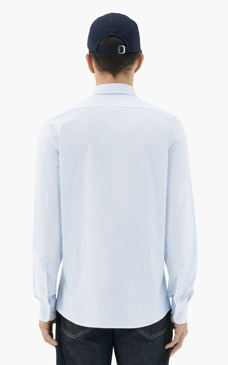 Maison Kitsuné Fox Embroidery Pocket Classic Shirt BD Light Blue Stripes - Image 5