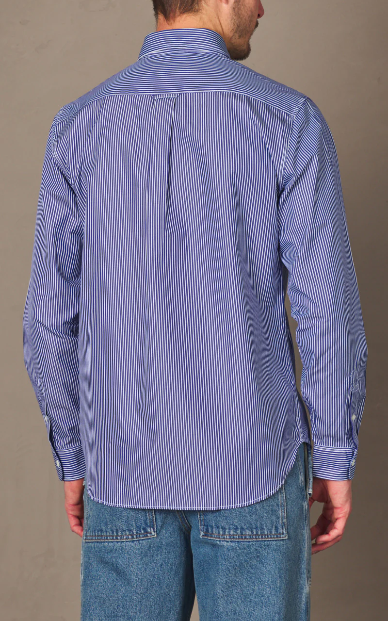 Maison Kitsuné Fox Head Classic Striped Shirt Navy - Image 6