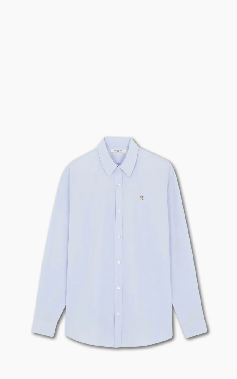 Maison Kitsuné Fox Head Embroidery Classic Shirt Light Blue