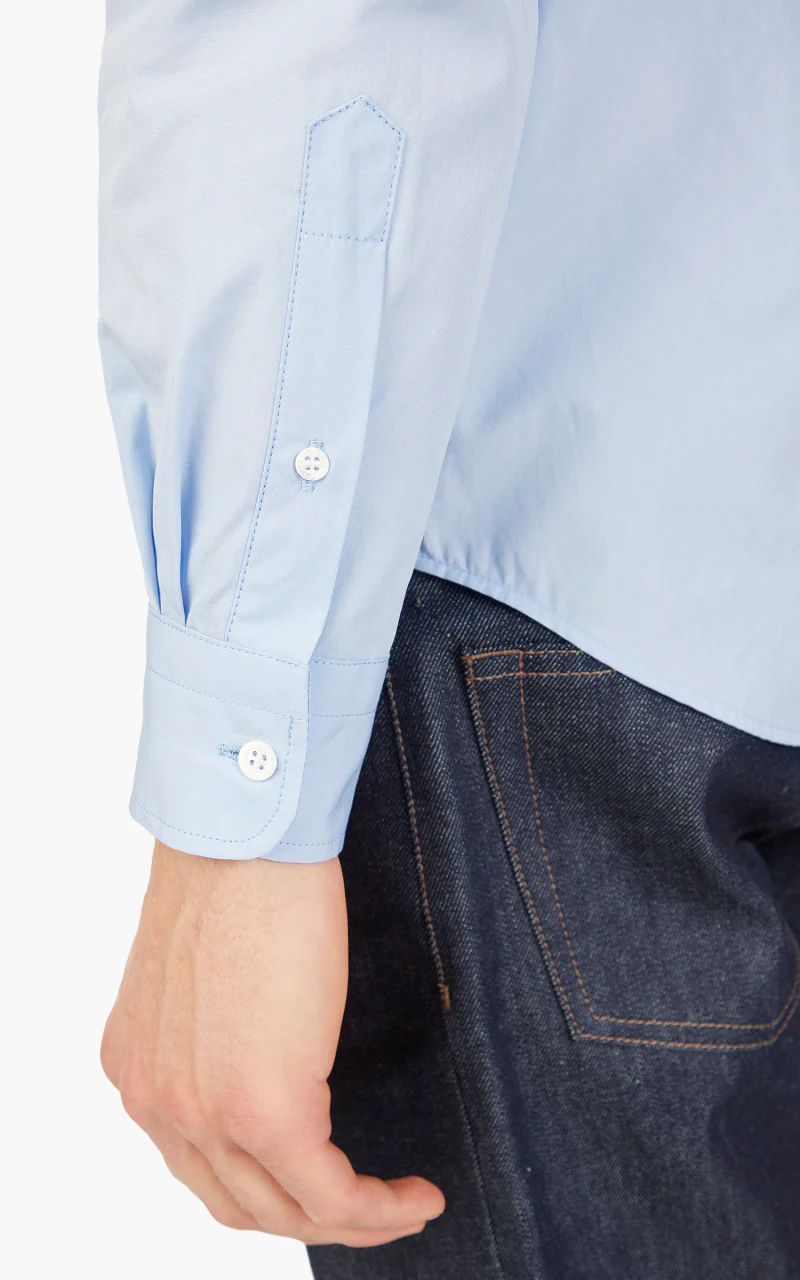 Maison Kitsuné Fox Head Embroidery Classic Shirt Light Blue - Image 5