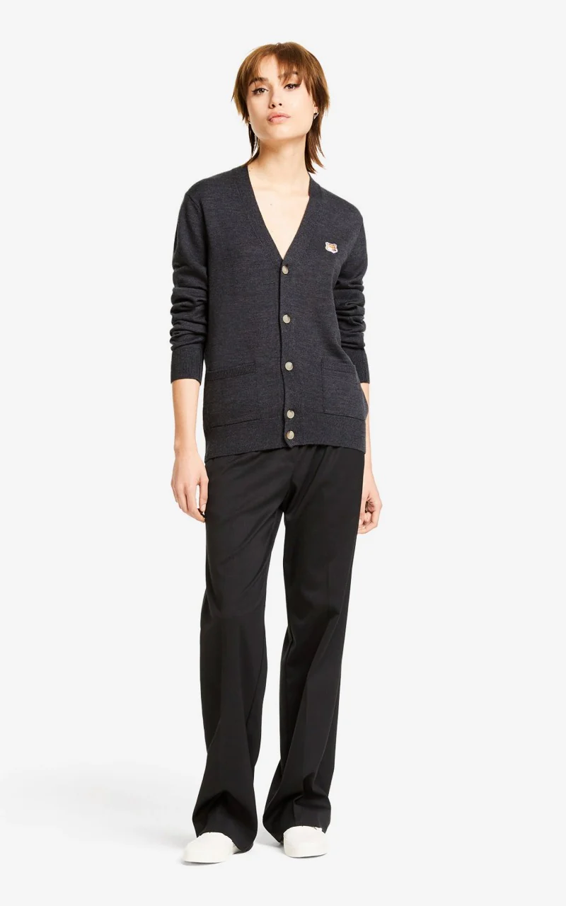 Maison Kitsuné Fox Head Patch Classic Cardigan Anthracite Melange - Image 3