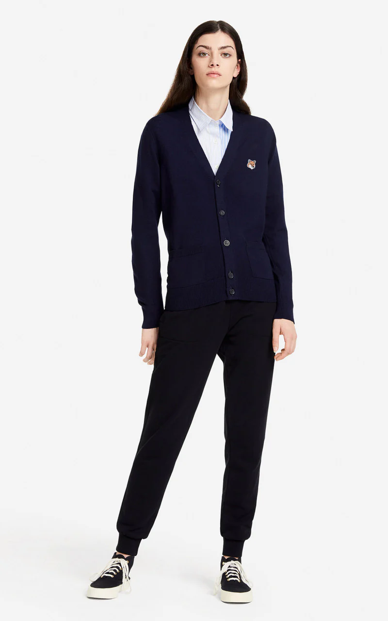 Maison Kitsuné Fox Head Patch Classic Cardigan Navy - Image 4