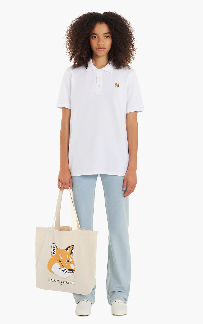 Maison Kitsuné Fox Head Patch Classic Polo White - Image 4