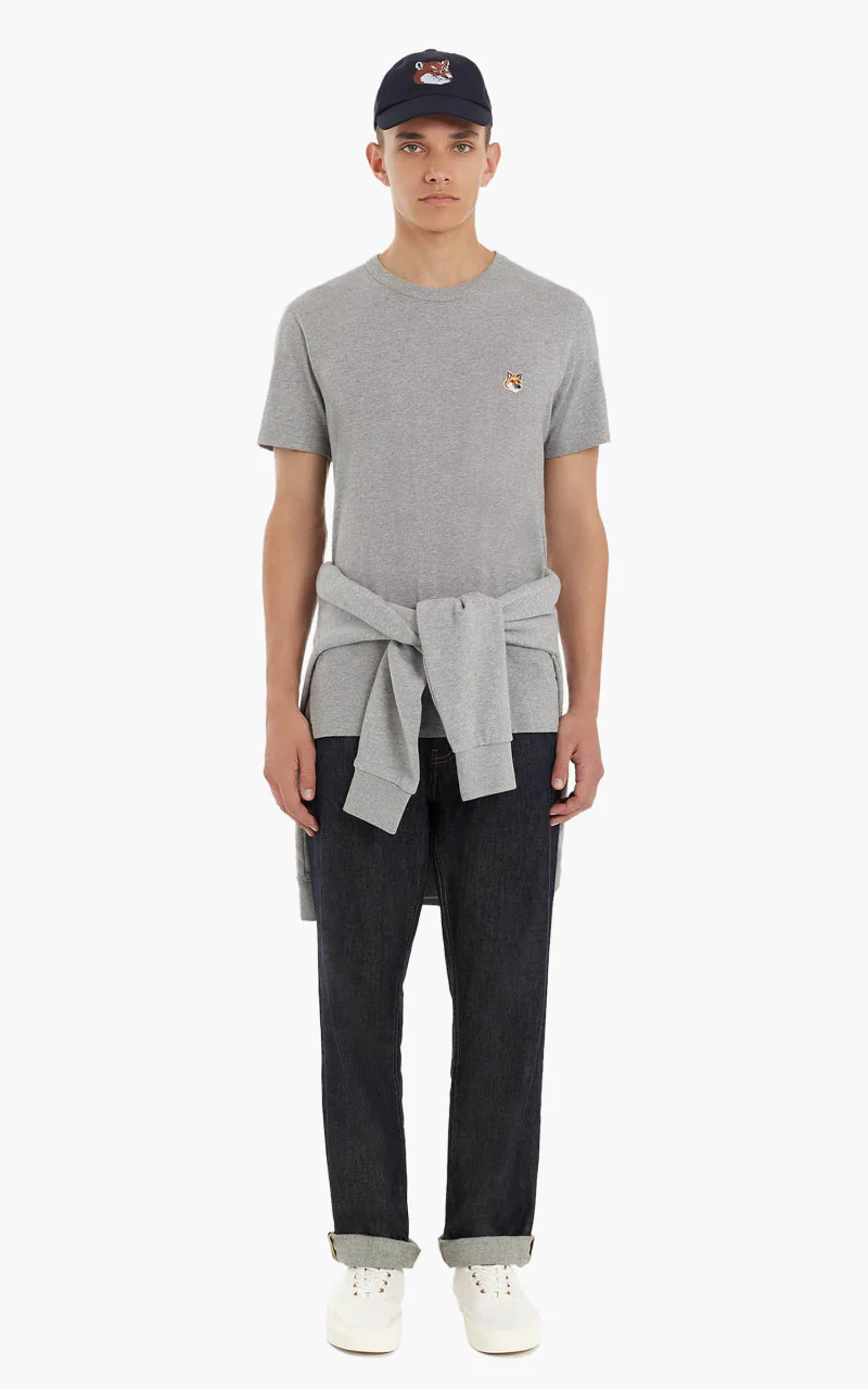 Maison Kitsuné Fox Head Patch Classic T-Shirt Grey Melange - Image 2