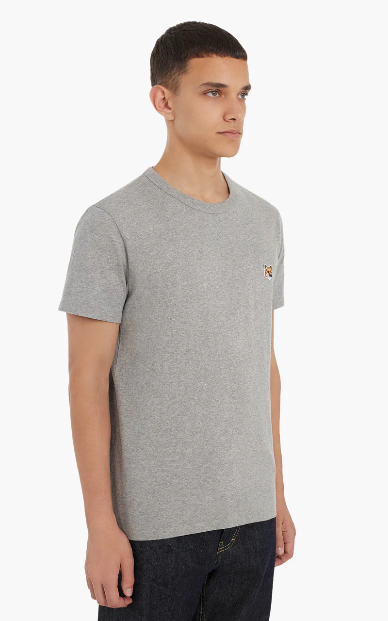 Maison Kitsuné Fox Head Patch Classic T-Shirt Grey Melange - Image 4