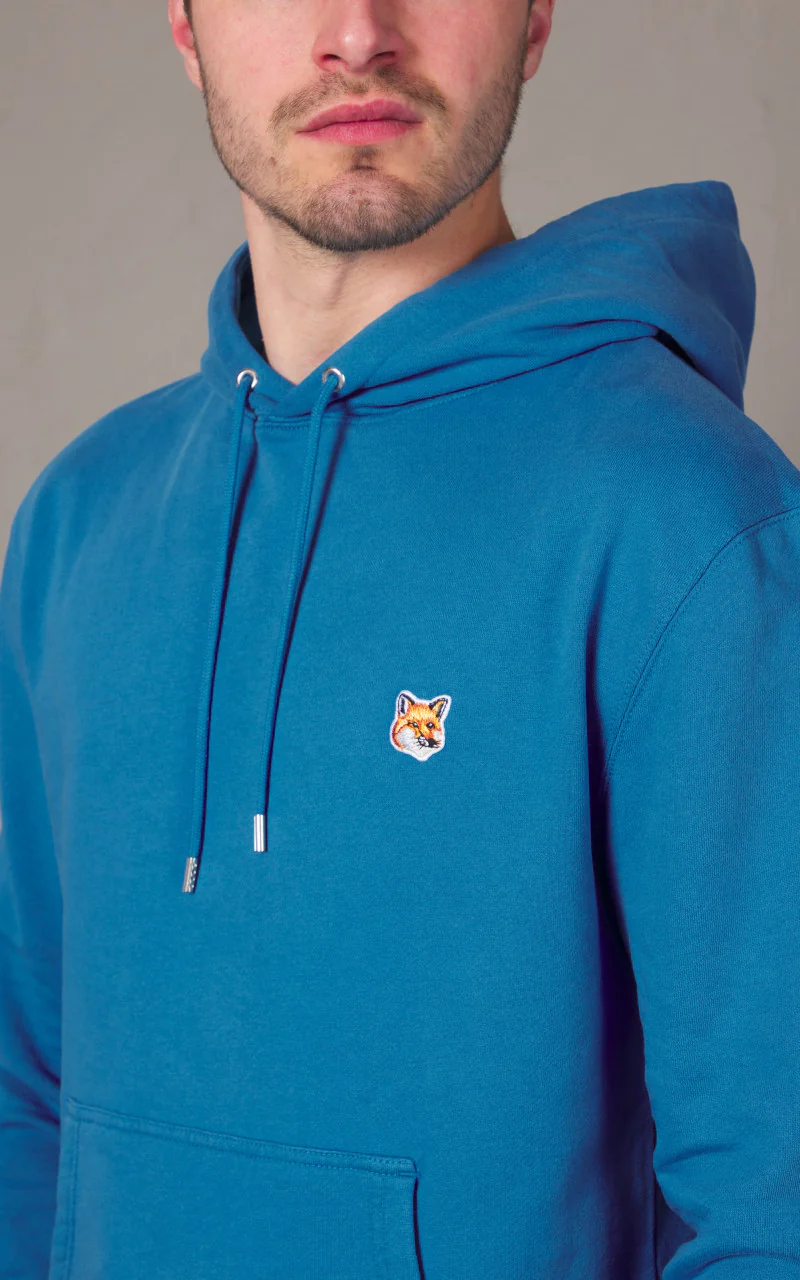 Maison Kitsuné Fox Head Patch Regular Hoodie Enamel Blue - Image 5