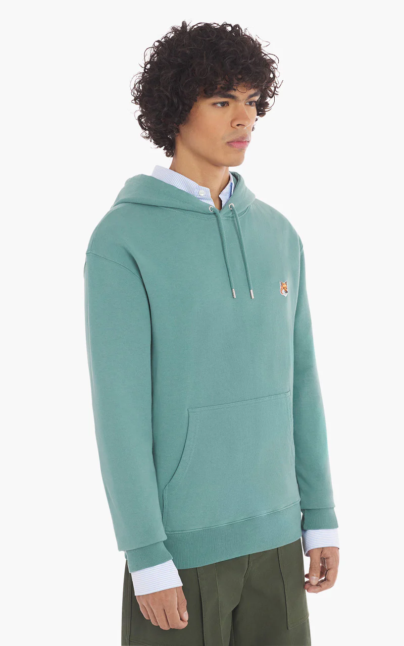 Maison Kitsuné Fox Head Patch Regular Hoodie Teal Grey - Image 4