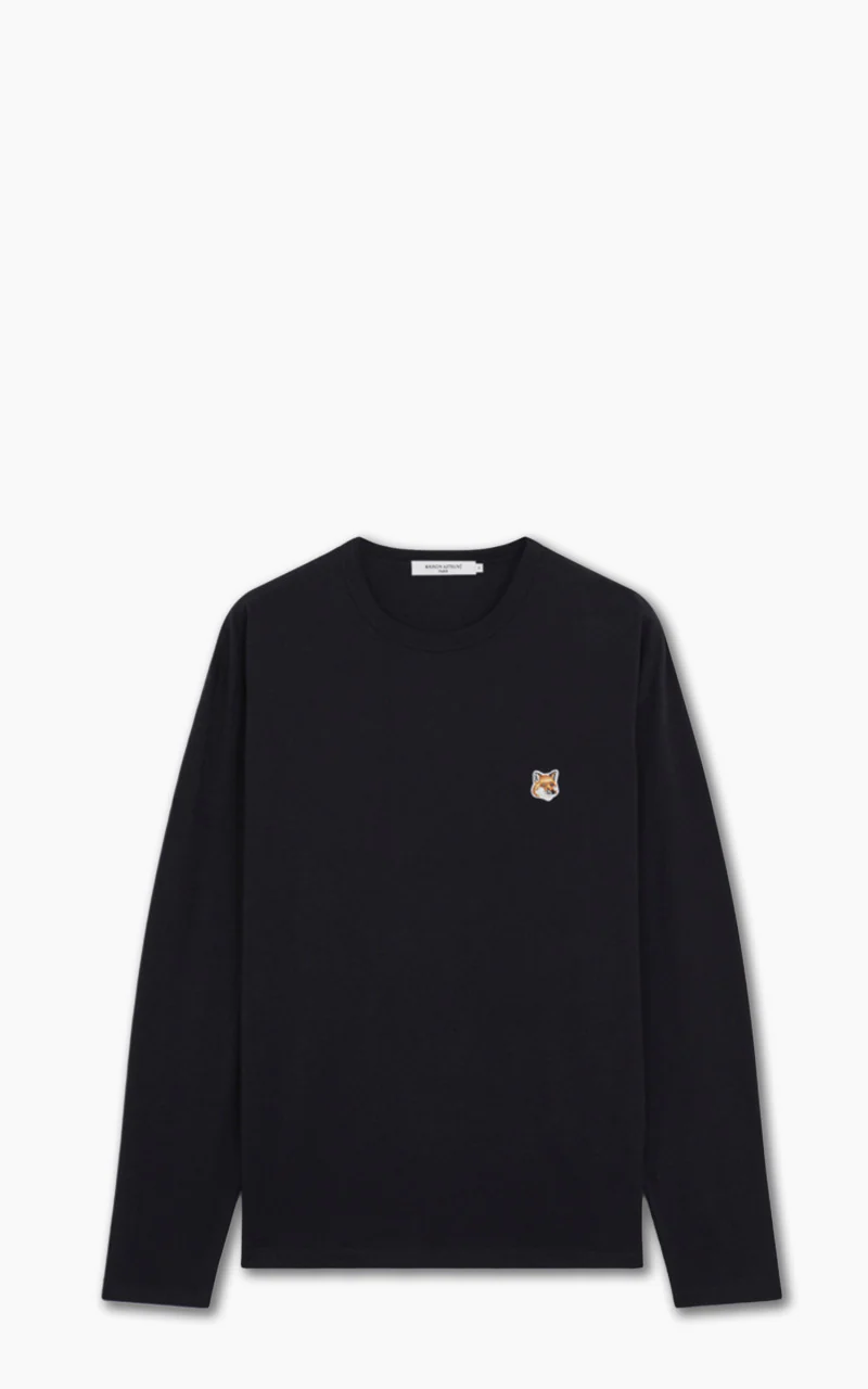 Maison Kitsuné Fox Head Patch Regular Long-Sleeved T-Shirt Black