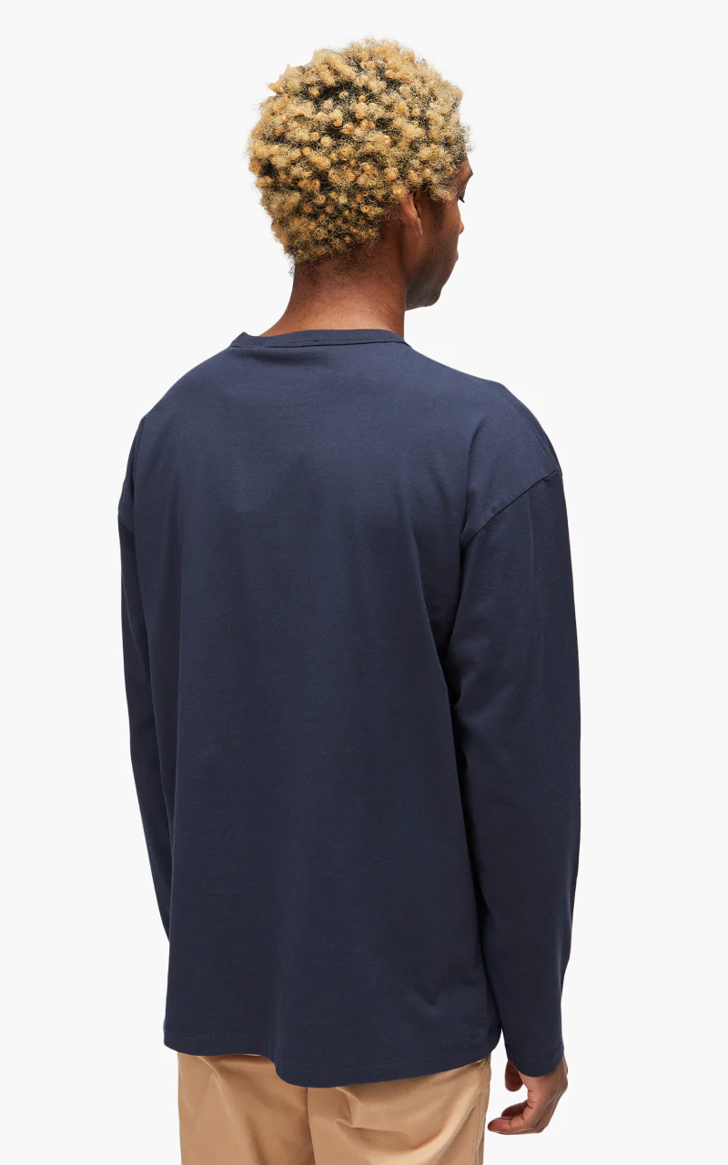 Maison Kitsuné Fox Head Patch Regular Long-Sleeved T-Shirt Navy - Image 6