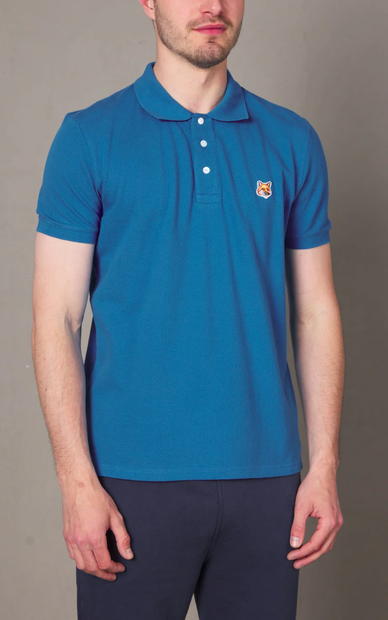 Maison Kitsuné Fox Head Patch Regular Polo Enamel Blue - Image 4