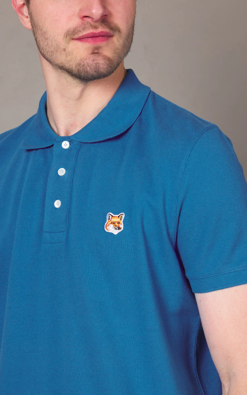 Maison Kitsuné Fox Head Patch Regular Polo Enamel Blue - Image 5