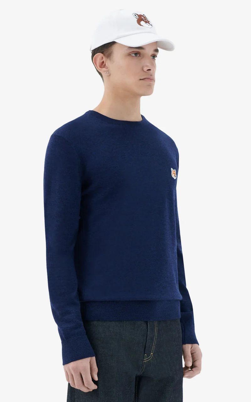 Maison Kitsuné Fox Head Patch Regular R-Neck Pullover Navy - Image 4