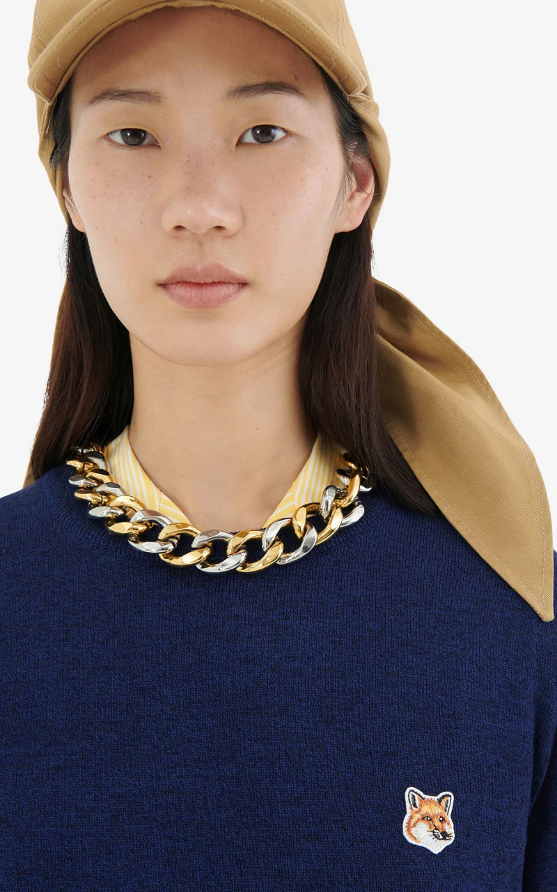 Maison Kitsuné Fox Head Patch Regular R-Neck Pullover Navy - Image 7