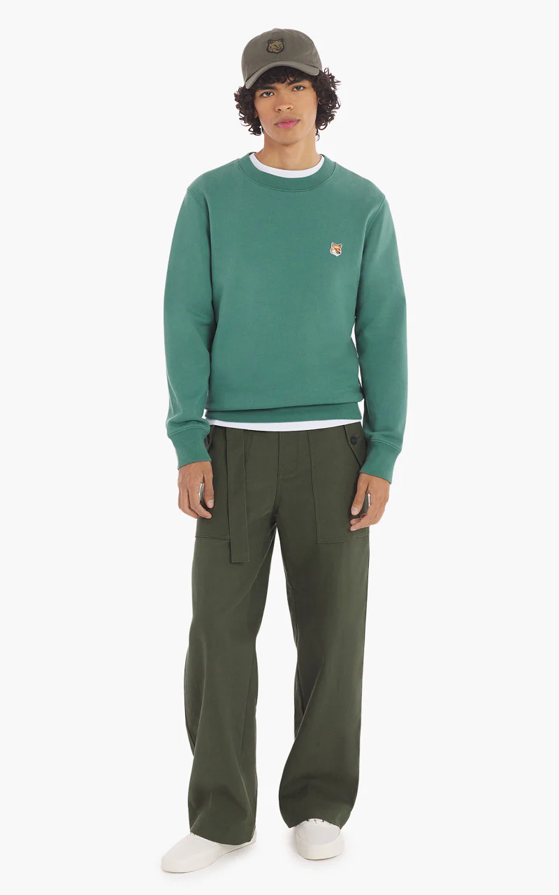 Maison Kitsuné Fox Head Patch Regular Sweatshirt Teal Grey - Image 2