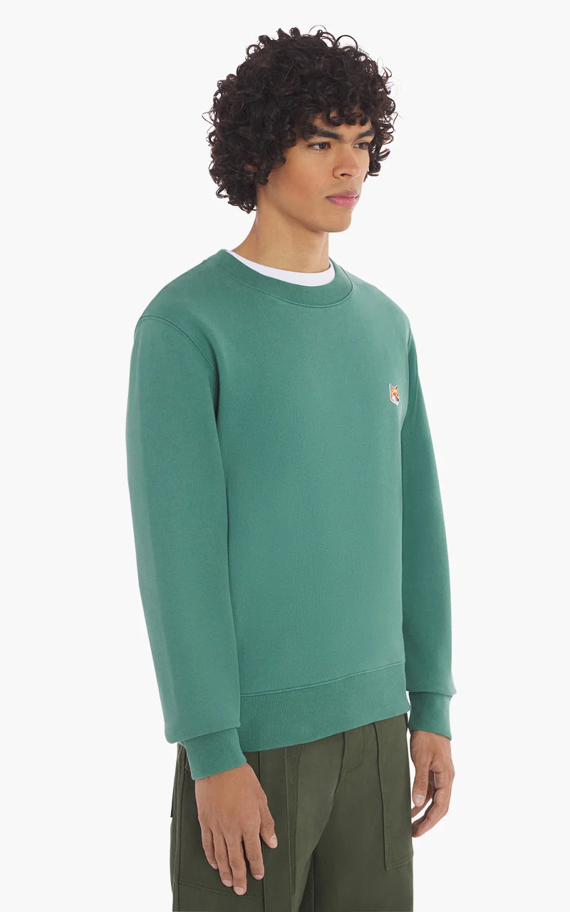 Maison Kitsuné Fox Head Patch Regular Sweatshirt Teal Grey - Image 4