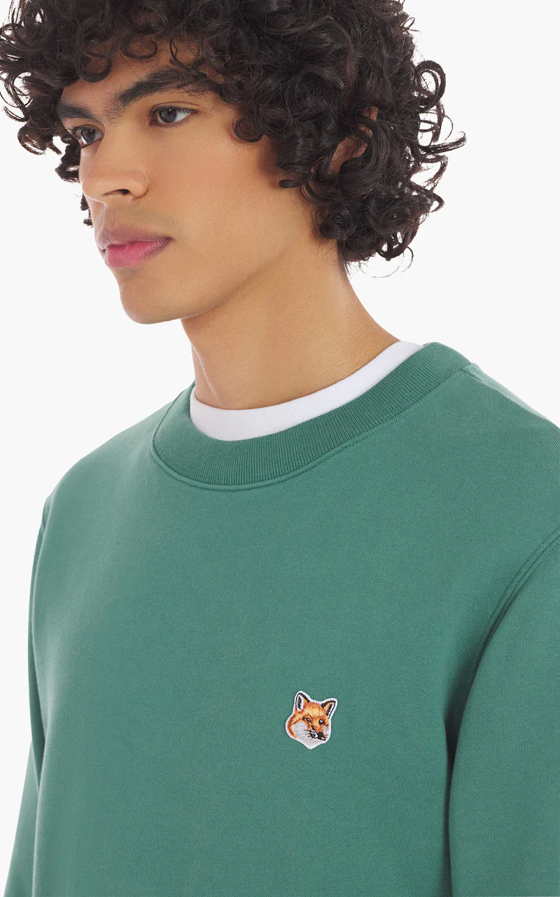 Maison Kitsuné Fox Head Patch Regular Sweatshirt Teal Grey - Image 5