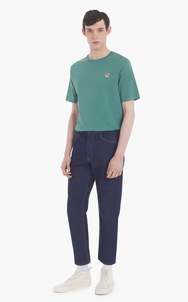Maison Kitsuné Fox Head Patch Regular T-Shirt Teal Grey - Image 2