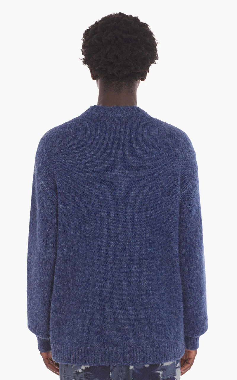 Maison Kitsuné Fox Intarsia Comfort Jumper Denim Blue Melange - Image 6