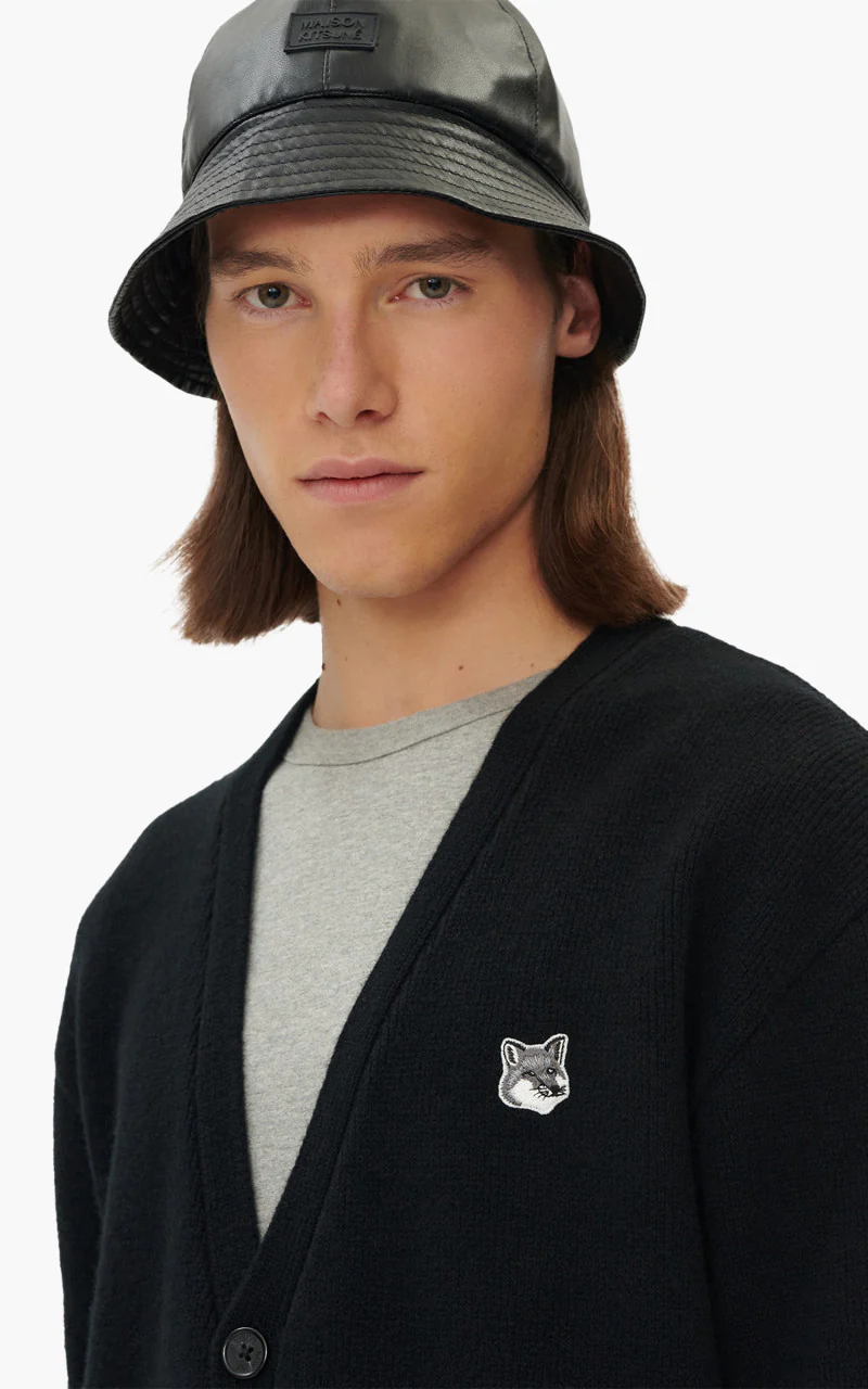 Maison Kitsuné Grey Fox Head Patch Relaxed Cardigan Black - Image 4