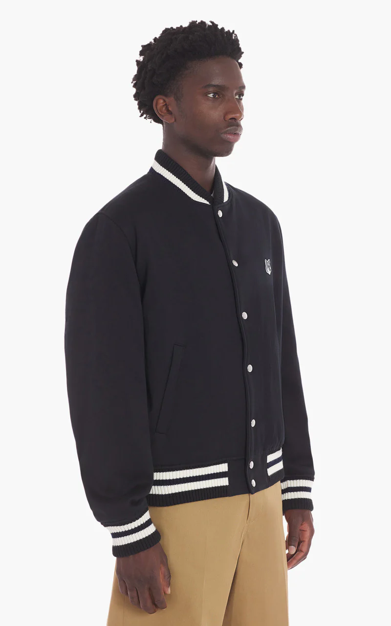 Maison Kitsuné Grey Fox Head Patch Teddy Blouson Cotton Satin - Image 4