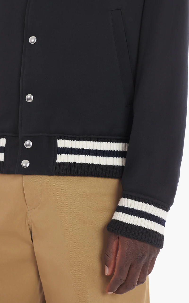 Maison Kitsuné Grey Fox Head Patch Teddy Blouson Cotton Satin - Image 6