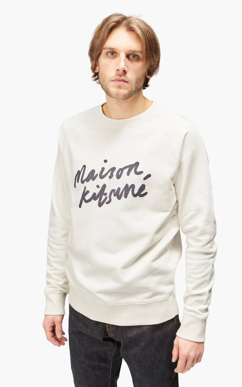 Maison Kitsuné Handwriting Clean Sweatshirt Ecru - Image 4