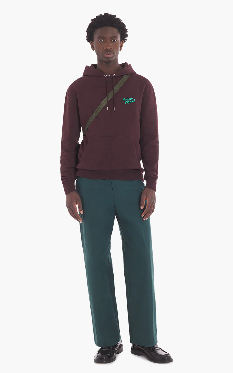 Maison Kitsuné Handwriting Regular Hoodie Dark Chocolate - Image 2