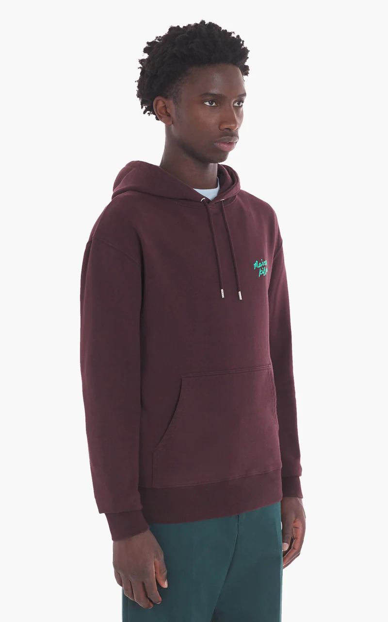 Maison Kitsuné Handwriting Regular Hoodie Dark Chocolate - Image 4