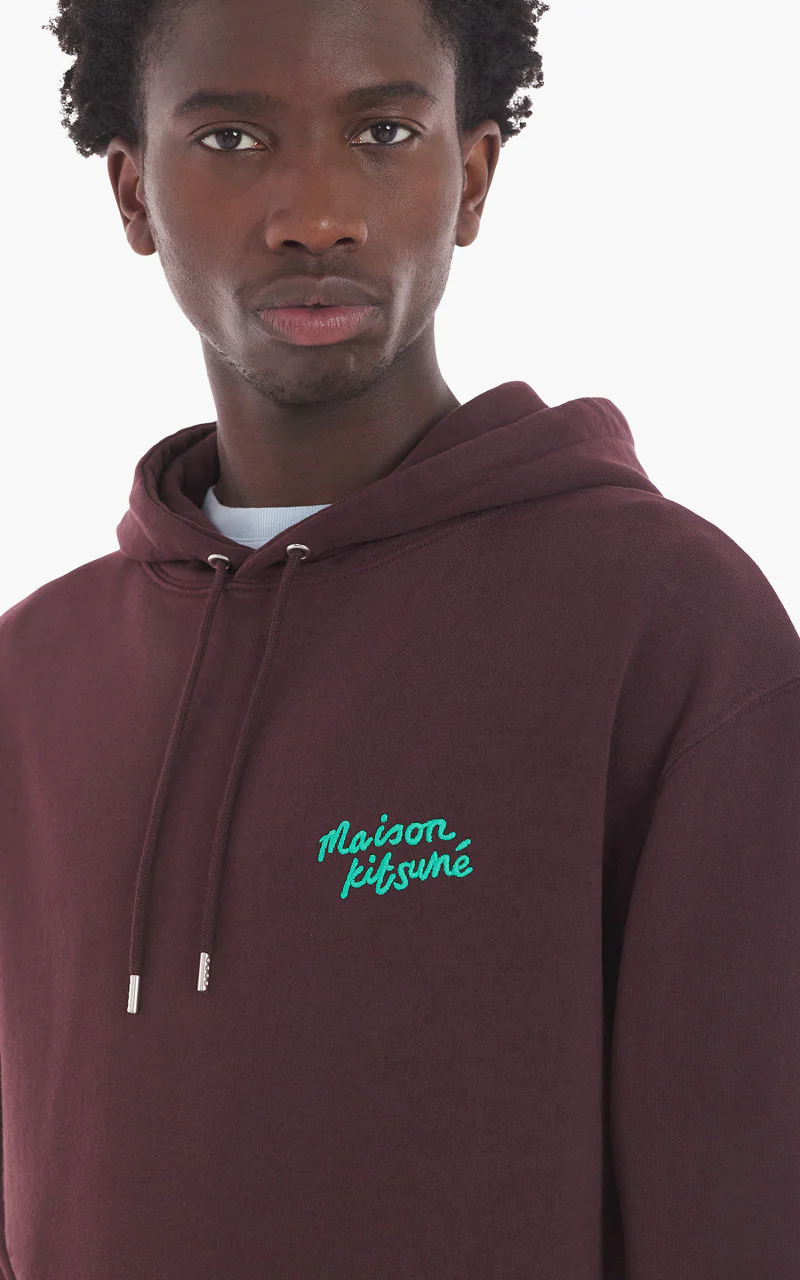 Maison Kitsuné Handwriting Regular Hoodie Dark Chocolate - Image 5