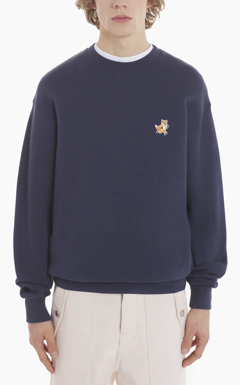 Maison Kitsuné Speedy Fox Patch Comfort Sweatshirt Ink Blue - Image 4