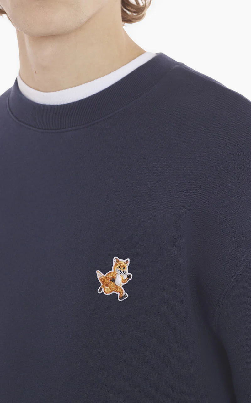 Maison Kitsuné Speedy Fox Patch Comfort Sweatshirt Ink Blue - Image 5