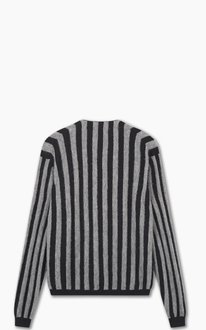 Maison Kitsuné Striped Comfort Cardigan Black/Stone Stripes - Image 3
