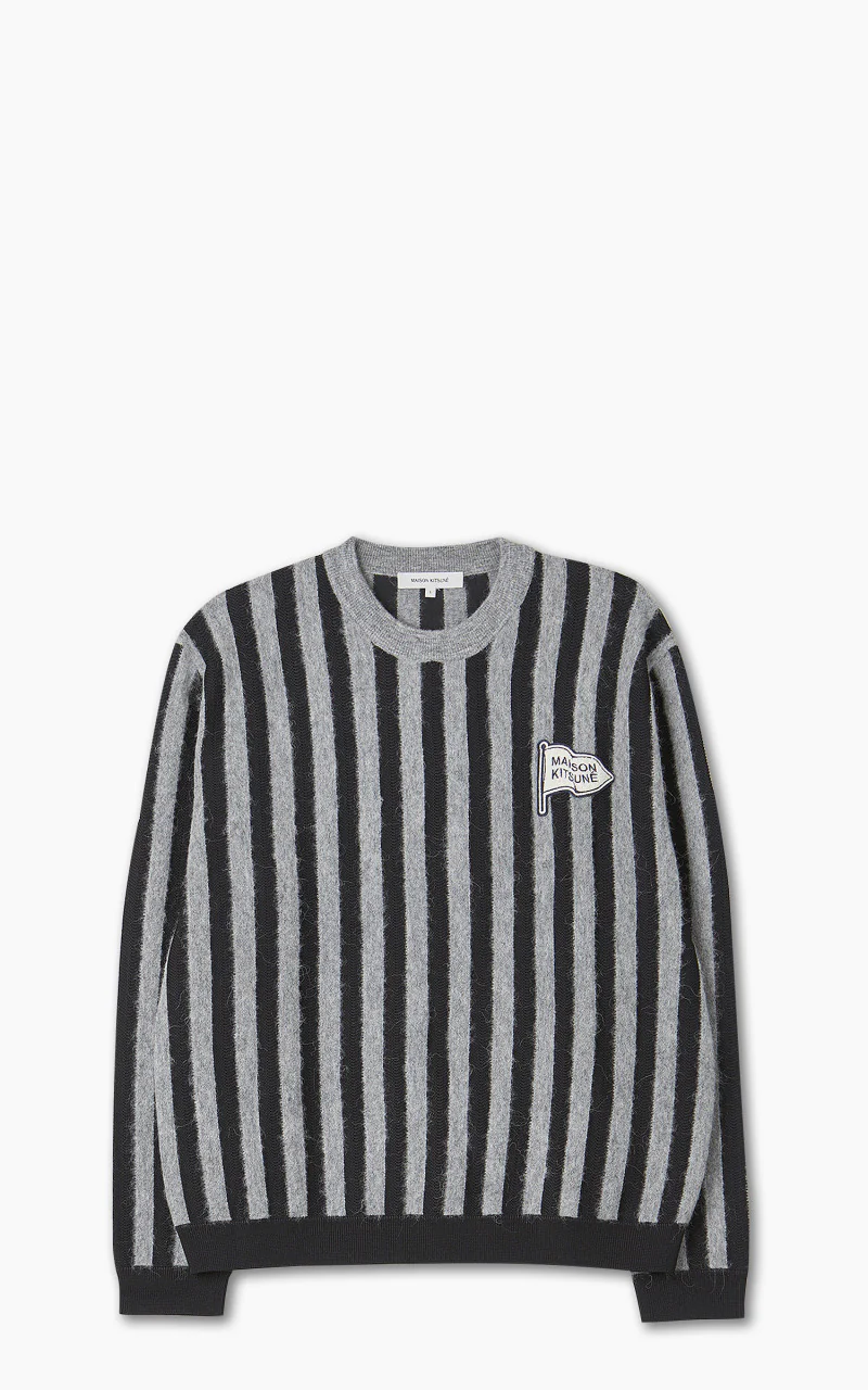 Maison Kitsuné Striped Comfort Jumper Black/Stone Stripes