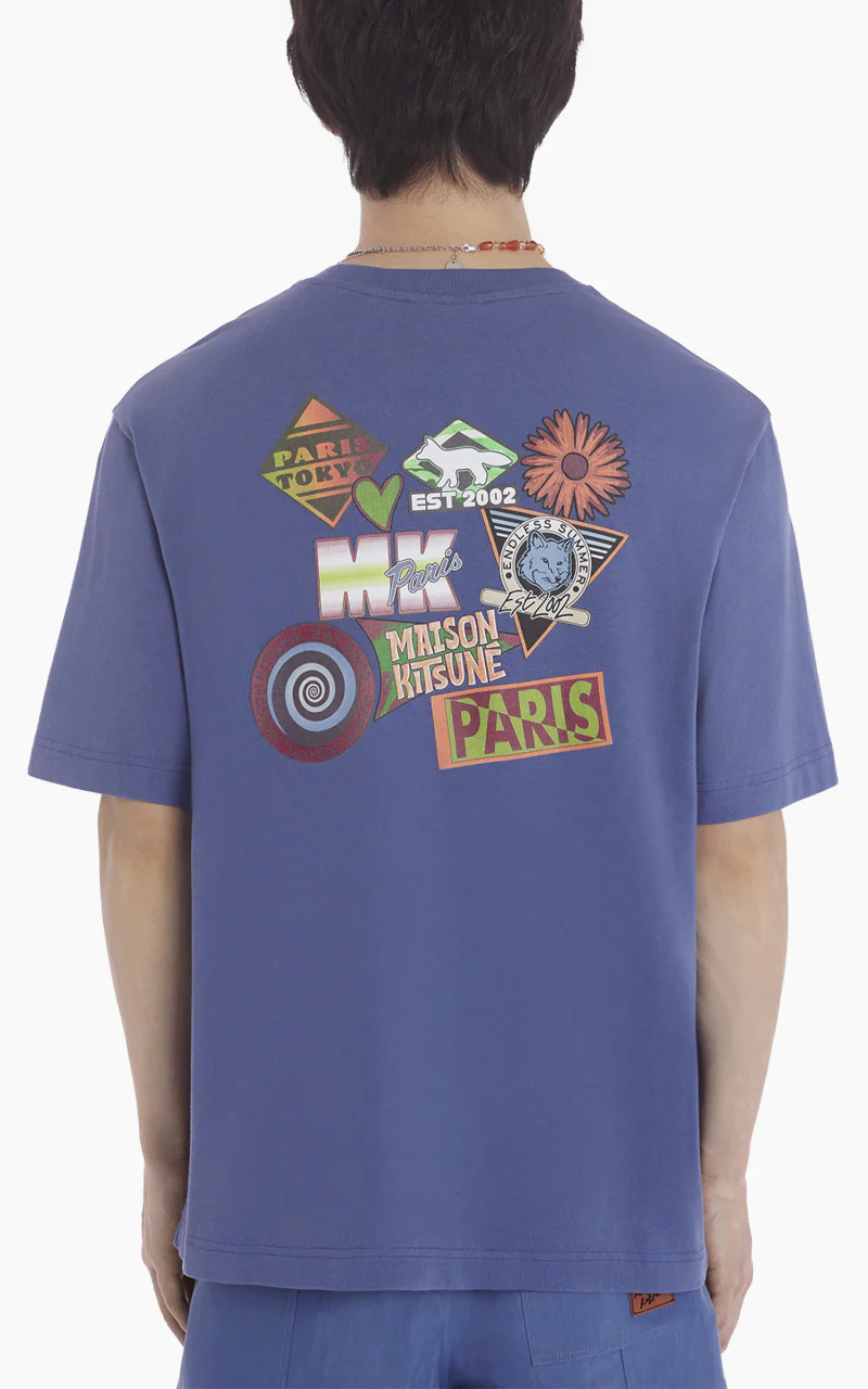 Maison Kitsuné Surf Collage Oversize T-Shirt Storm Blue - Image 5