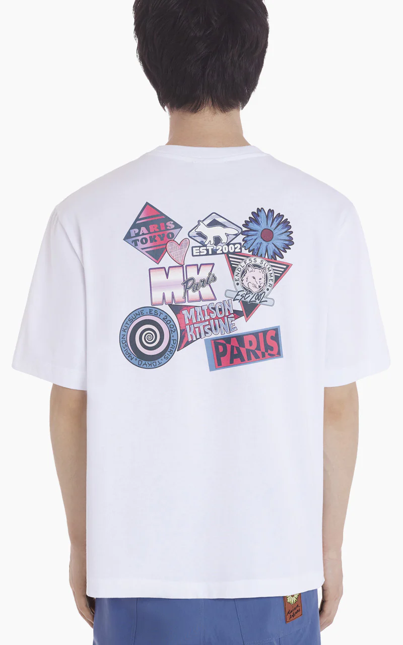 Maison Kitsuné Surf Collage Oversize T-Shirt White - Image 5