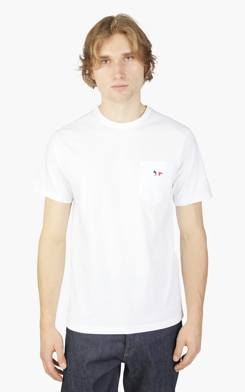 Maison Kitsuné Tricolor Fox Patch Classic Pocket T-Shirt White - Image 5
