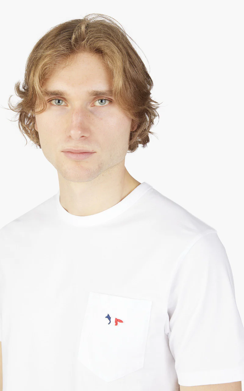 Maison Kitsuné Tricolor Fox Patch Classic Pocket T-Shirt White - Image 6