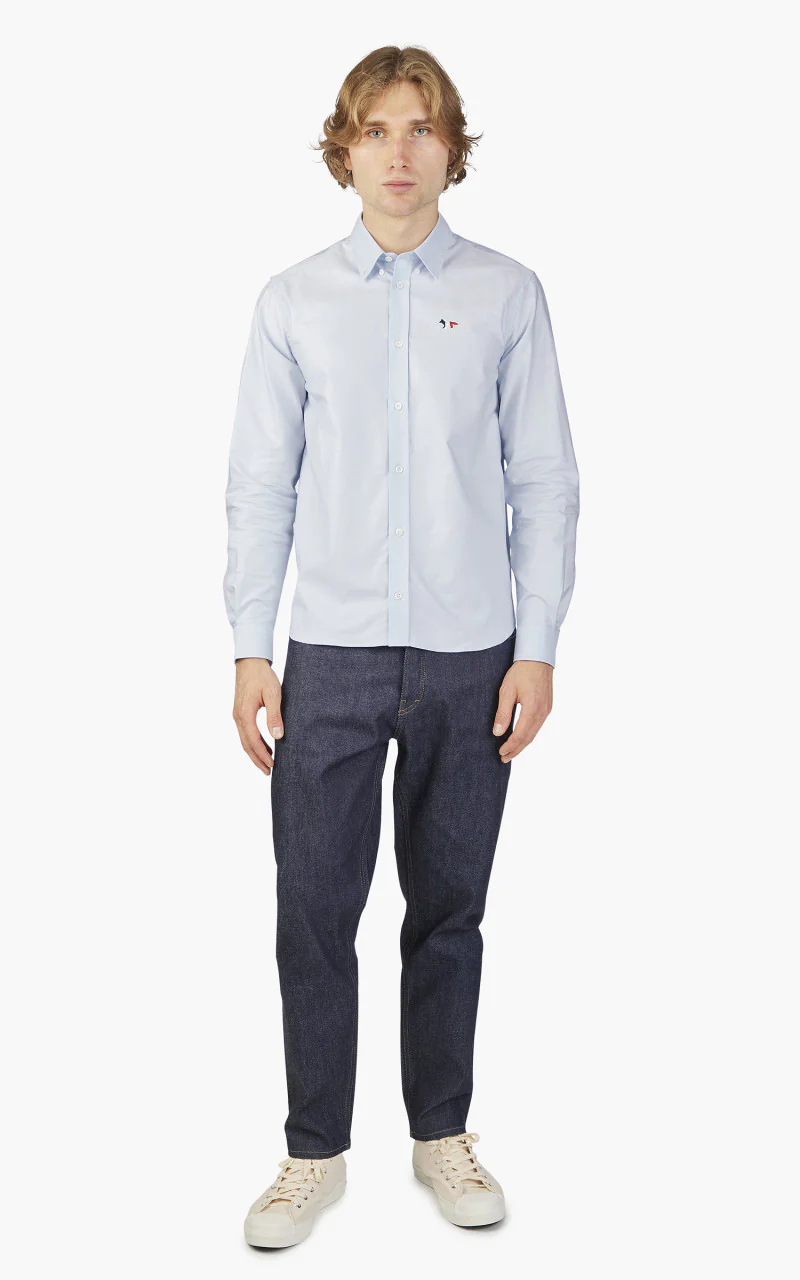 Maison Kitsuné Tricolor Fox Patch Classic Shirt BD Light Blue - Image 2