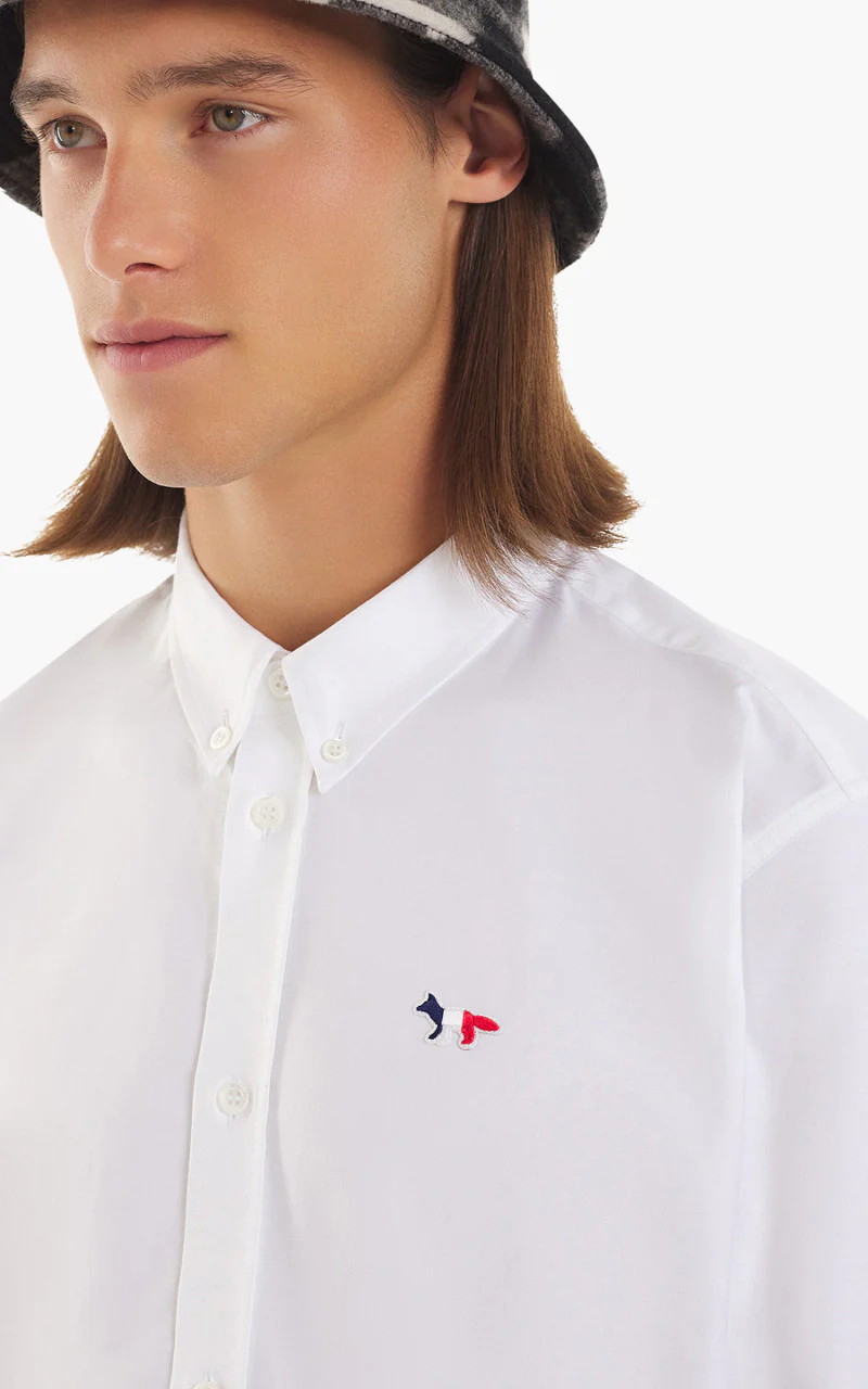 Maison Kitsuné Tricolor Fox Patch Classic Shirt BD White - Image 4
