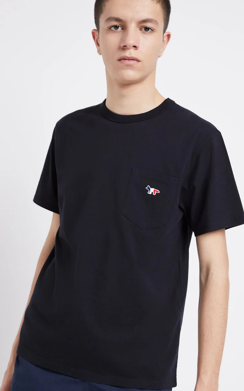 Maison Kitsuné Tricolor Fox Patch Pocket T-Shirt Black - Image 3